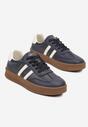 Granatowe Sneakersy w Stylu Tenisówek z Paskami na Boku Saliena