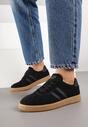 Czarne Sneakersy w Stylu Tenisówek z Paskami Halunissa