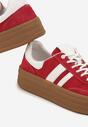 Czerwone Zamszowe Sneakersy na Grubej Podeszwie z Paskami i Skórzaną Wkładką Felenne