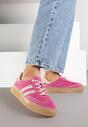 Fuksjowe Skórzane Sneakersy Klasyczne Tenisówki z Zamszu Naturalnego Teniresela
