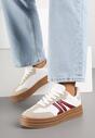 Białe Sneakersy w Stylu Tenisówek na Grubej Podeszwie z Geometrycznym Wzorem Wevirra