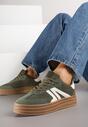 Zielone Sneakersy w Stylu Tenisówek na Grubej Podeszwie z Geometrycznym Wzorem Wevirra