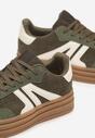 Zielone Sneakersy w Stylu Tenisówek na Grubej Podeszwie z Geometrycznym Wzorem Wevirra