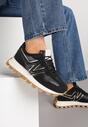 Czarne Sneakersy z Geometrycznym Wzorem Naloriene
