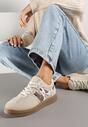 Beżowe Sneakersy z Geometrycznym Wzorem Nariale
