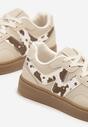Beżowe Sneakersy z Geometrycznym Wzorem Nariale
