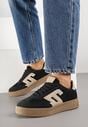 Czarne Sneakersy z Geometrycznym Wzorem Adelnaria