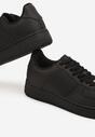 Czarne Buty Sportowe Sneakersy ze Skóry Naturalnej z Perforacją Solnelisse