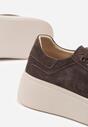 Ciemnobrązowe Zamszowe Sneakersy na Grubej Podeszwie Nalimiree