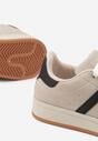 Beżowo-Czarne Buty Sportowe Sneakersy z Paskami z Boku Riliannea