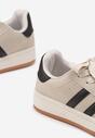Beżowo-Czarne Sneakersy z Ozdobnymi Paskami Rilanira