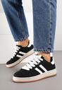 Czarno-Białe Sneakersy z Ozdobnymi Paskami Rilanira