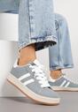 Szaro-Białe Sneakersy z Ozdobnymi Paskami Rilanira