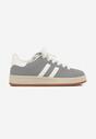 Szaro-Białe Sneakersy z Ozdobnymi Paskami Rilanira