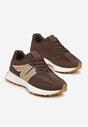 Brązowe Sneakersy z Geometrycznym Wzorem Rilestra