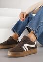 Brązowe Sneakersy w Stylu Tenisówek z Paskami Wiatalle