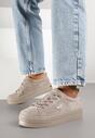 Szare Zamszowe Sneakersy na Grubej Podeszwie z Metaliczną Ozdobą Messle