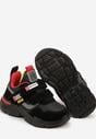 Czarno-Czerwone Buty Sportowe Sneakersy ze Skórzaną Wkładką i Zapięciem na Rzep Yvarise
