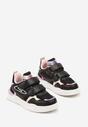 Czarno-Różowe Buty Sportowe Sneakersy Ozdobione Tłoczonym Wzorem Idanirre