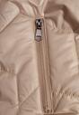 Beżowa Pikowana Kurtka Przejściowa z Kapturem i Ściągaczami Fesarena
