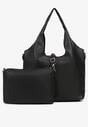Czarna Torebka Typu Shopper z Przeszyciami Latarina