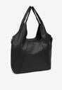 Czarna Torebka Typu Shopper z Przeszyciami Latarina