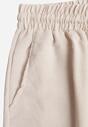 Beżowe Spodnie z Wiskozą o Szerokim Kroju ze Ściągaczem w Talii Lavirre