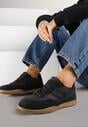 Czarne Sneakersy w Stylu Tenisówek Ozdobione Geometrycznym Wzorem Fesilia