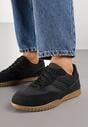 Czarne Sneakersy w Stylu Tenisówek Ozdobione Geometrycznym Wzorem Fesilia