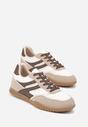 Ciemnobeżowe Sneakersy w Stylu Tenisówek Ozdobione Geometrycznym Wzorem Fesilia