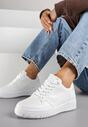 Białe Sneakersy z Geometrycznym Wzorem i Perforacją Idellie