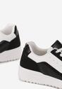 Biało-Czarne Sneakersy z Geometrycznym Wzorem i Perforacją Idellie
