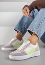 Fioletowe Sneakersy z Geometrycznym Wzorem i Perforacją Idellie