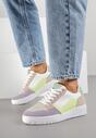 Fioletowe Sneakersy z Geometrycznym Wzorem i Perforacją Idellie