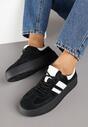 Czarne Zamszowe Sneakersy na Grubej Podeszwie z Paskami i Skórzaną Wkładką Felenne