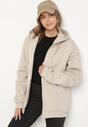 Beżowa Rozpinana Bluza z Bawełną i Kapturem Typu Oversize Diosa