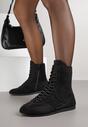 Czarne Sznurowane Sneakersy w Stylu Bokserskim Havanne