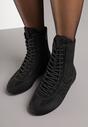 Czarne Sznurowane Sneakersy w Stylu Bokserskim Havanne