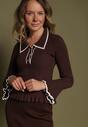 Brązowy Sweter z Wiskozą w Stylu Retro z Kołnierzykiem i Guzikami Sarrise