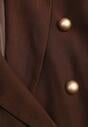 Brązowa Marynarka Dwurzędowa z Usztywnionymi Ramionami Clamira