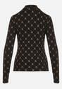 Czarna Bawełniana Bluzka z Półgolfem Typu Longsleeve z Geometrycznym Wzorem Tilianna