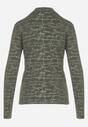 Zielona Bluzka z Bawełny w Stylu Longsleeve z Półgolfem w Literowy Nadruk Azelenia