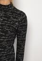 Czarna Bluzka z Bawełny w Stylu Longsleeve z Półgolfem w Literowy Nadruk Azelenia