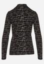 Czarna Bluzka z Bawełny w Stylu Longsleeve z Półgolfem w Literowy Nadruk Azelenia