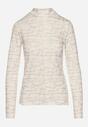Biała Bluzka z Bawełny w Stylu Longsleeve z Półgolfem w Literowy Nadruk Azelenia