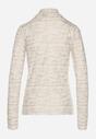 Biała Bluzka z Bawełny w Stylu Longsleeve z Półgolfem w Literowy Nadruk Azelenia