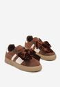 Brązowe Sneakersy Typu Tenisówki z Welurową Kokardą  Anorisse
