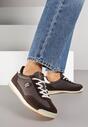 Ciemnobrązowe Sneakersy z Metaliczną Aplikacją Nurrive