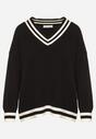 Czarny Sweter z Domieszką Kaszmiru w Stylu Preppy Liendria