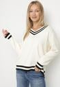 Jasnobeżowy Sweter z Domieszką Kaszmiru w Stylu Preppy Liendria